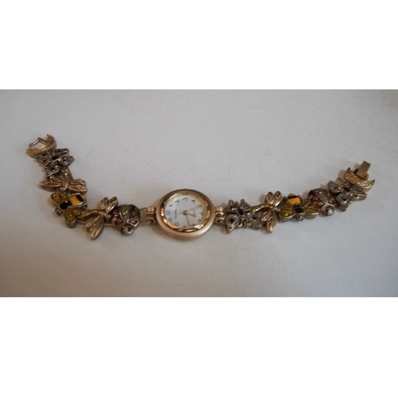 Women's Number Dial Ladybug, Butterfly, Bee Gold Finish Fashion Party Watch - Picture 5 of 5